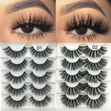 5 Pairs 2 Styles 3D  Eyelashes Fluffy Wispy Thick Lashes