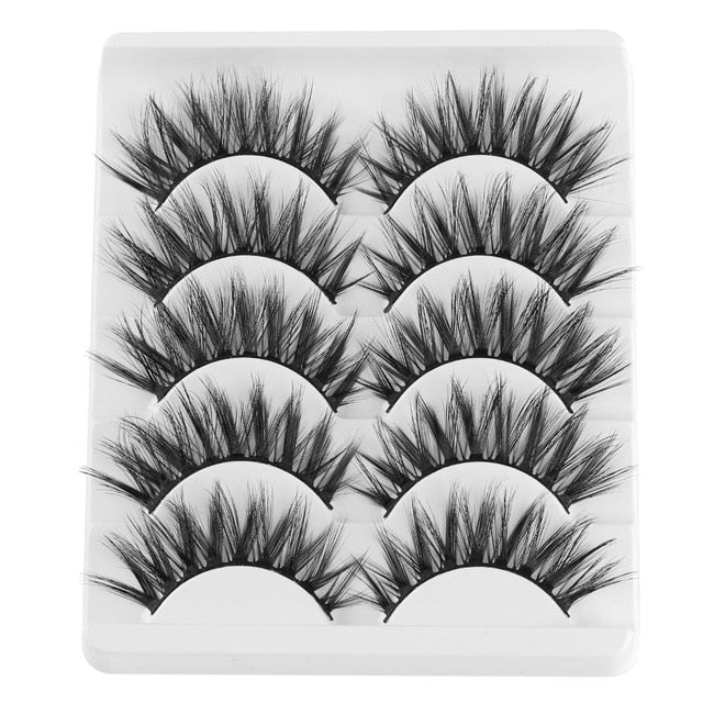 5 Pairs 2 Styles 3D  Eyelashes Fluffy Wispy Thick Lashes