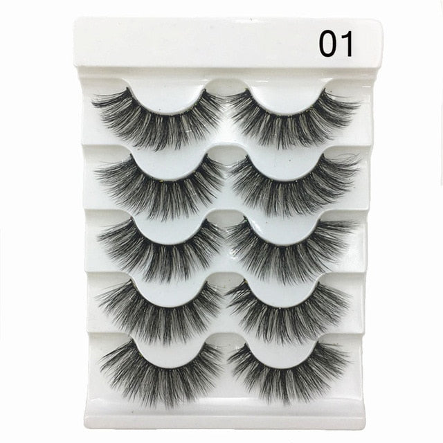 5 Pairs 2 Styles 3D  Eyelashes Fluffy Wispy Thick Lashes