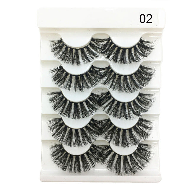 5 Pairs 2 Styles 3D  Eyelashes Fluffy Wispy Thick Lashes