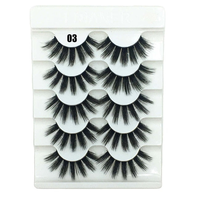 5 Pairs 2 Styles 3D  Eyelashes Fluffy Wispy Thick Lashes