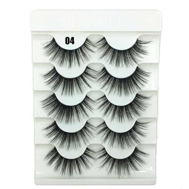 5 Pairs 2 Styles 3D  Eyelashes Fluffy Wispy Thick Lashes