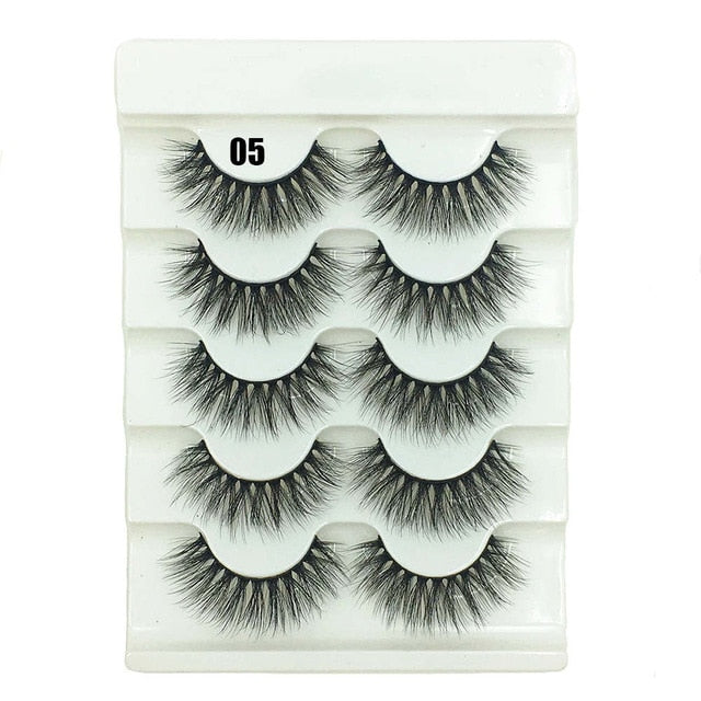 5 Pairs 2 Styles 3D  Eyelashes Fluffy Wispy Thick Lashes
