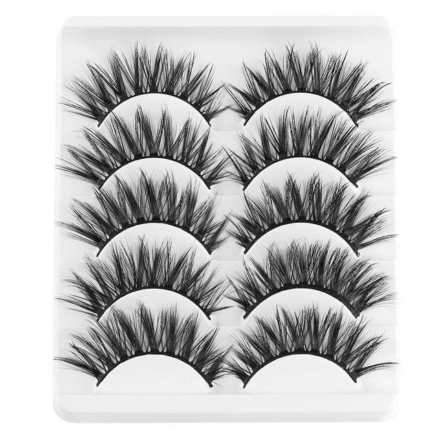 5 Pairs 2 Styles 3D  Eyelashes Fluffy Wispy Thick Lashes