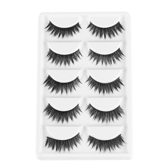 5 Pairs 2 Styles 3D  Eyelashes Fluffy Wispy Thick Lashes