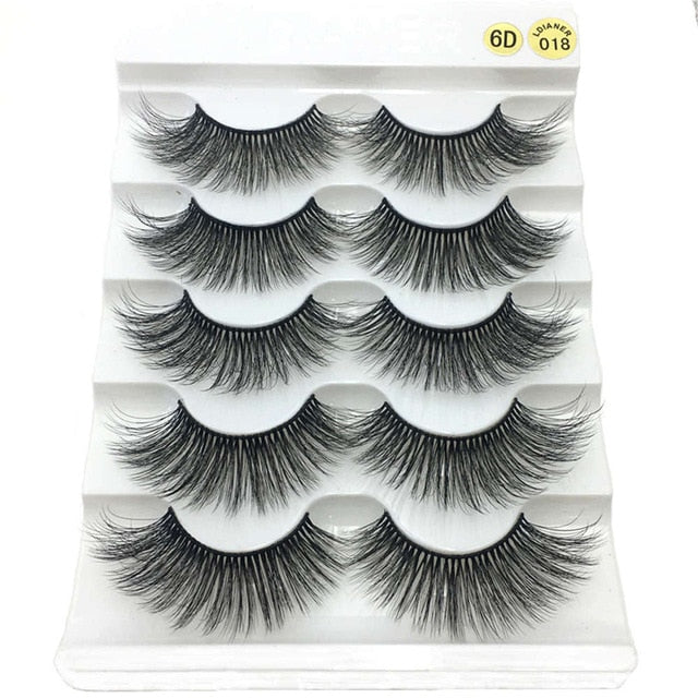 5 Pairs 2 Styles 3D  Eyelashes Fluffy Wispy Thick Lashes