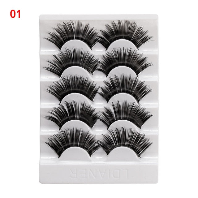 5 Pairs 2 Styles 3D  Eyelashes Fluffy Wispy Thick Lashes