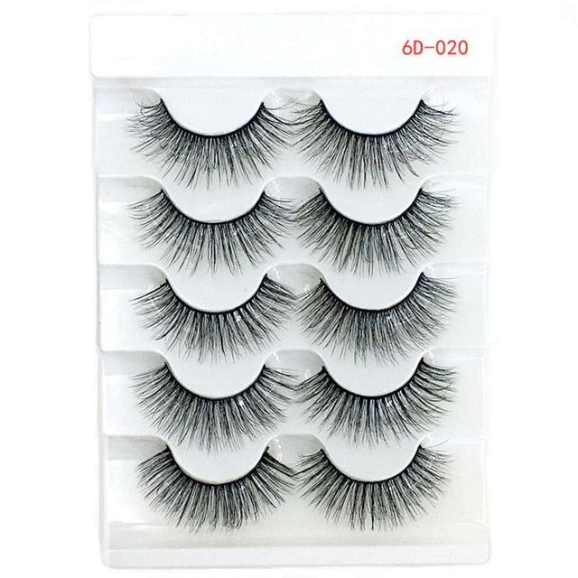 5 Pairs 2 Styles 3D  Eyelashes Fluffy Wispy Thick Lashes