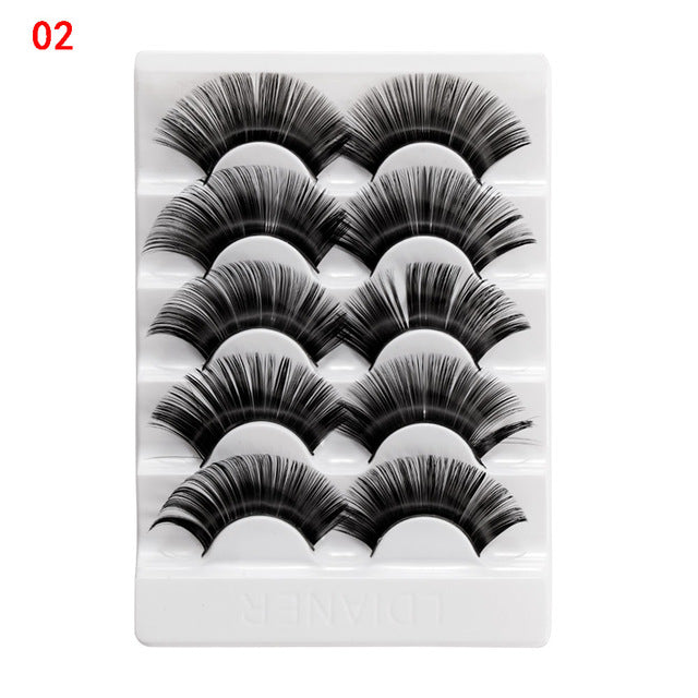 5 Pairs 2 Styles 3D  Eyelashes Fluffy Wispy Thick Lashes
