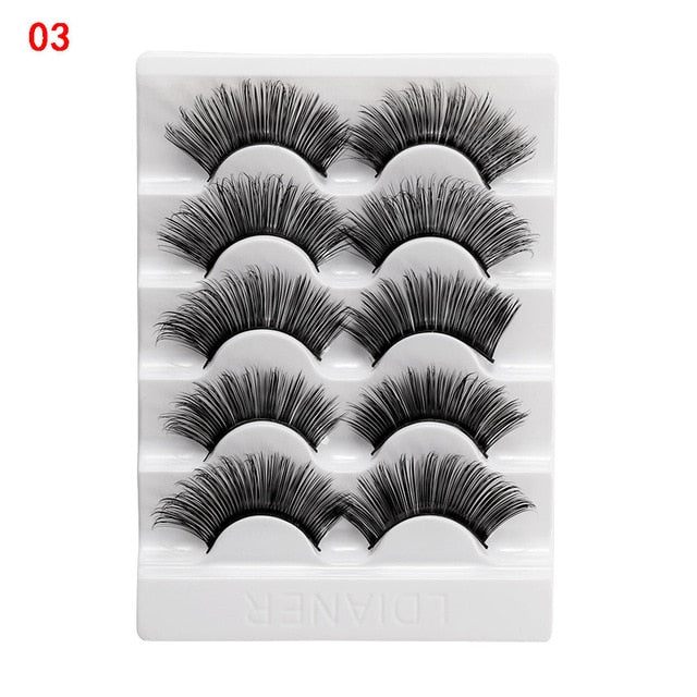 5 Pairs 2 Styles 3D  Eyelashes Fluffy Wispy Thick Lashes