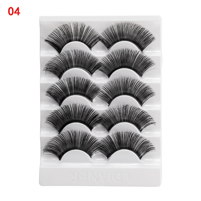 5 Pairs 2 Styles 3D  Eyelashes Fluffy Wispy Thick Lashes