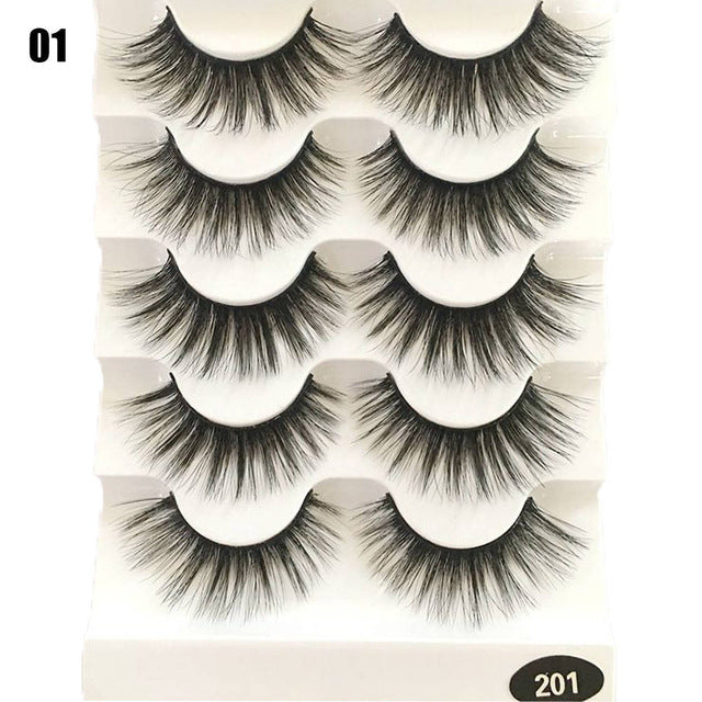 5 Pairs 2 Styles 3D  Eyelashes Fluffy Wispy Thick Lashes