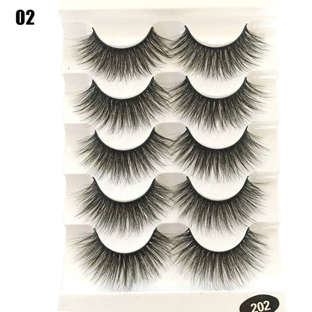 5 Pairs 2 Styles 3D  Eyelashes Fluffy Wispy Thick Lashes