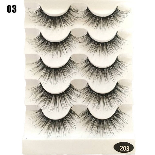 5 Pairs 2 Styles 3D  Eyelashes Fluffy Wispy Thick Lashes