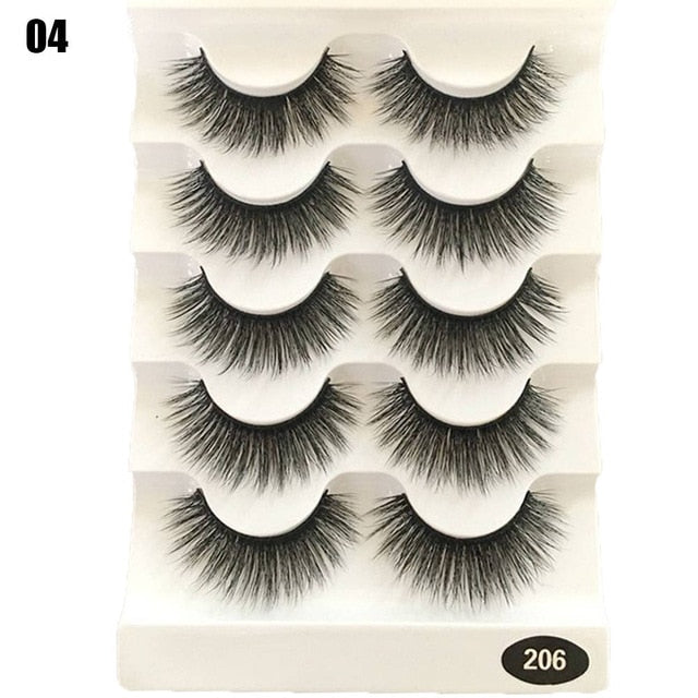 5 Pairs 2 Styles 3D  Eyelashes Fluffy Wispy Thick Lashes