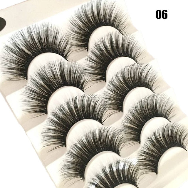 5 Pairs 2 Styles 3D  Eyelashes Fluffy Wispy Thick Lashes