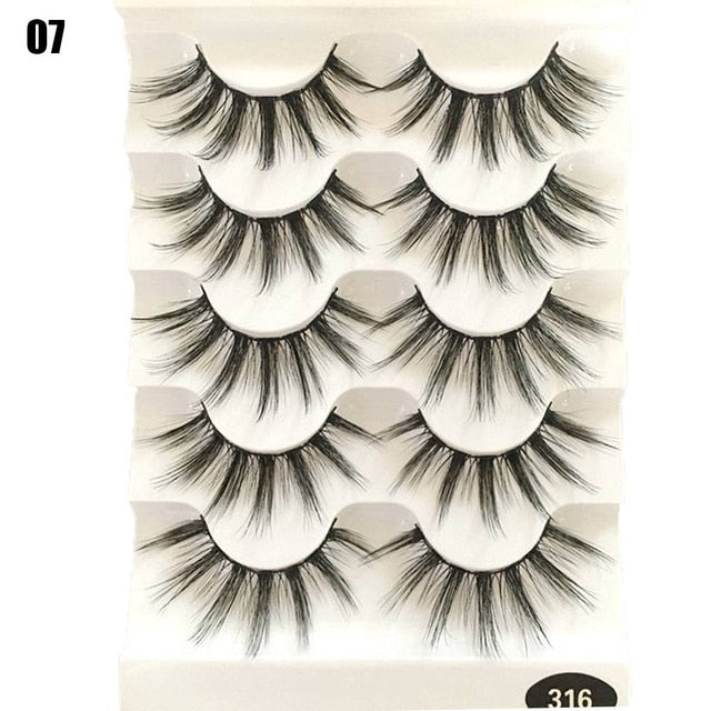 5 Pairs 2 Styles 3D  Eyelashes Fluffy Wispy Thick Lashes