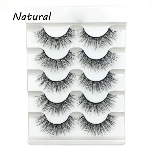 5 Pairs 2 Styles 3D  Eyelashes Fluffy Wispy Thick Lashes