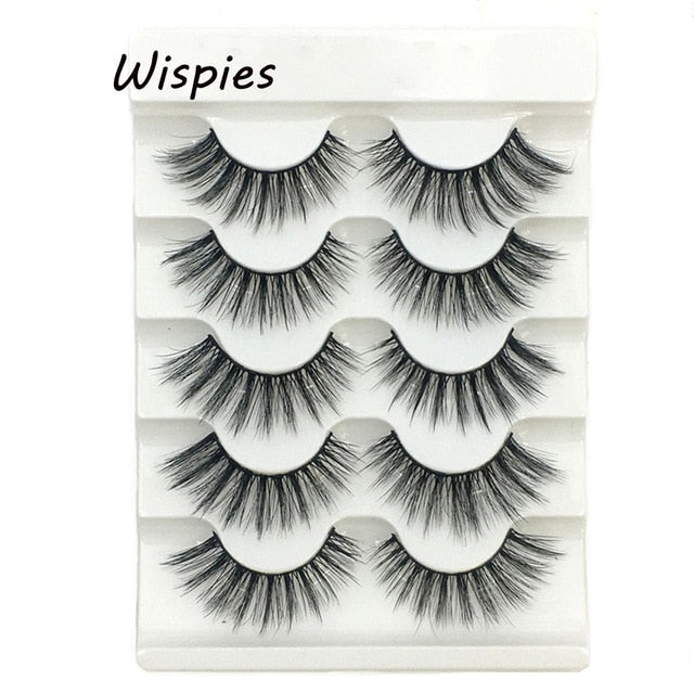 5 Pairs 2 Styles 3D  Eyelashes Fluffy Wispy Thick Lashes