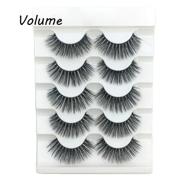 5 Pairs 2 Styles 3D  Eyelashes Fluffy Wispy Thick Lashes