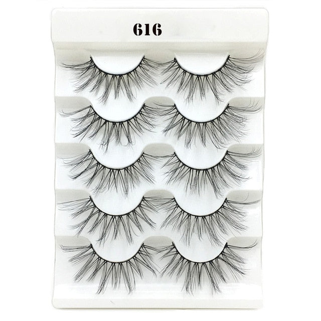 5 Pairs 2 Styles 3D  Eyelashes Fluffy Wispy Thick Lashes