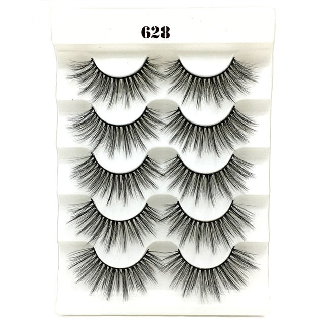 5 Pairs 2 Styles 3D  Eyelashes Fluffy Wispy Thick Lashes
