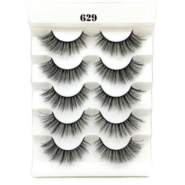 5 Pairs 2 Styles 3D  Eyelashes Fluffy Wispy Thick Lashes