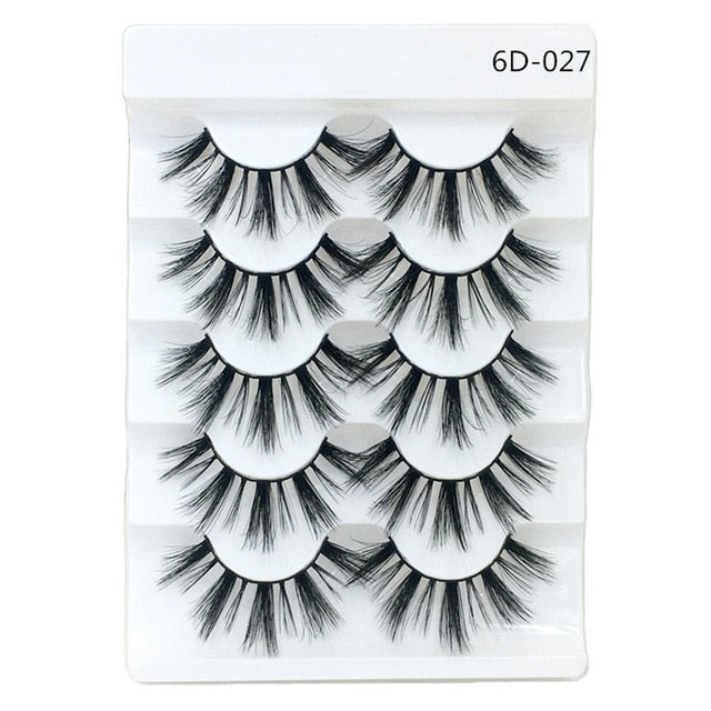 5 Pairs 2 Styles 3D  Eyelashes Fluffy Wispy Thick Lashes