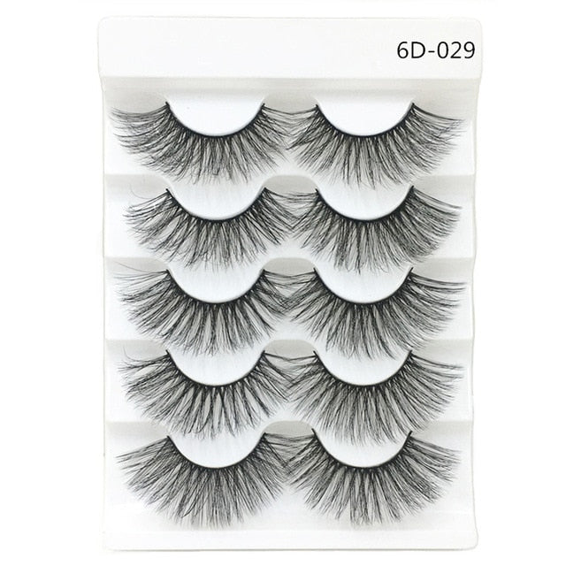 5 Pairs 2 Styles 3D  Eyelashes Fluffy Wispy Thick Lashes