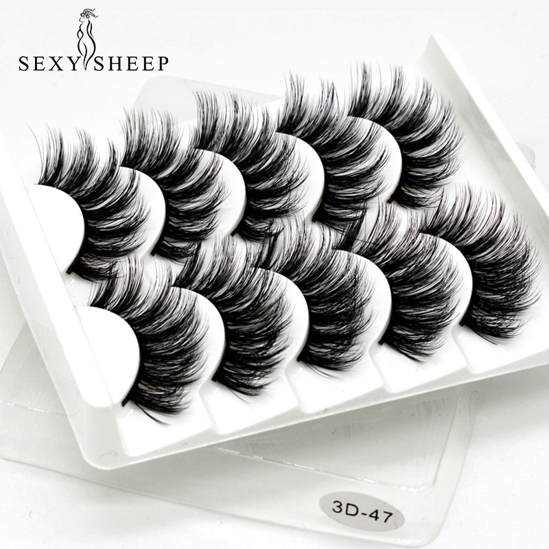 SEXYSHEEP 5Pairs 3D Mink Hair False Eyelashes Natural
