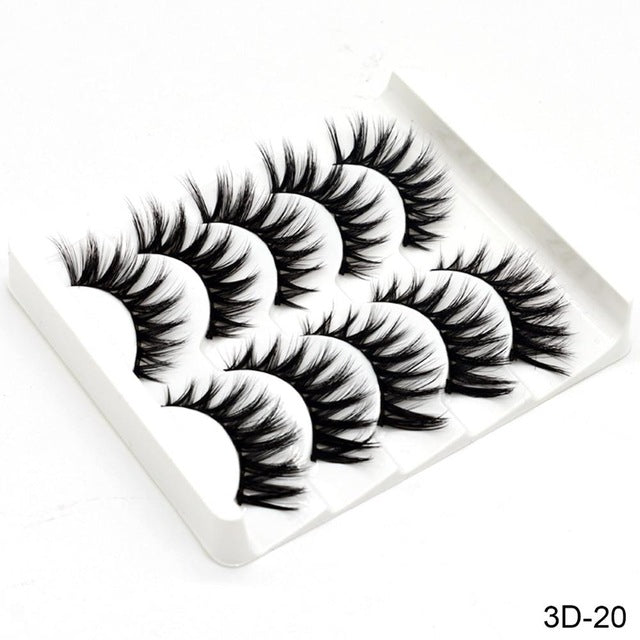 SEXYSHEEP 5Pairs 3D Mink Hair False Eyelashes Natural