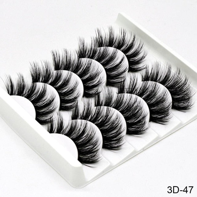 SEXYSHEEP 5Pairs 3D Mink Hair False Eyelashes Natural