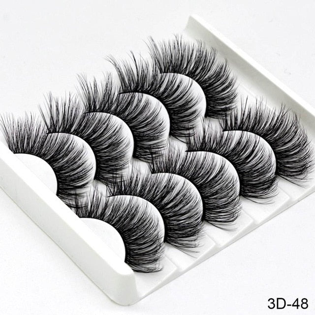 SEXYSHEEP 5Pairs 3D Mink Hair False Eyelashes Natural