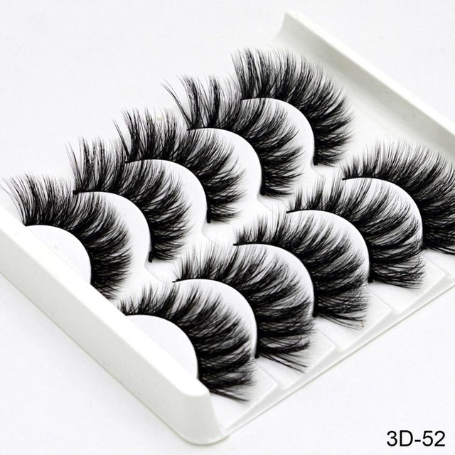 SEXYSHEEP 5Pairs 3D Mink Hair False Eyelashes Natural