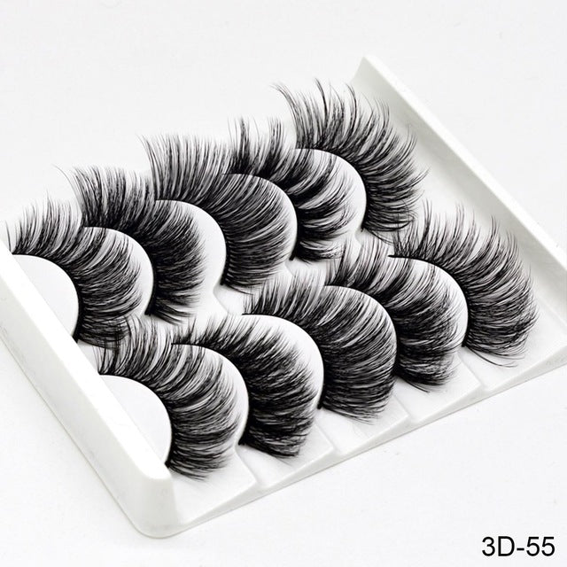 SEXYSHEEP 5Pairs 3D Mink Hair False Eyelashes Natural