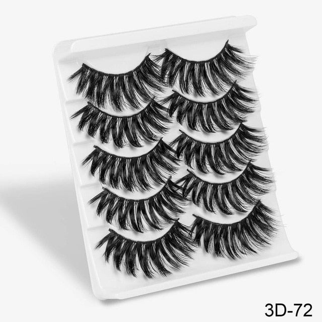 SEXYSHEEP 5Pairs 3D Mink Hair False Eyelashes Natural