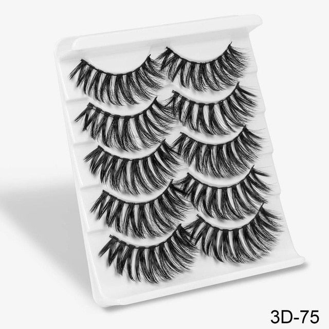 SEXYSHEEP 5Pairs 3D Mink Hair False Eyelashes Natural