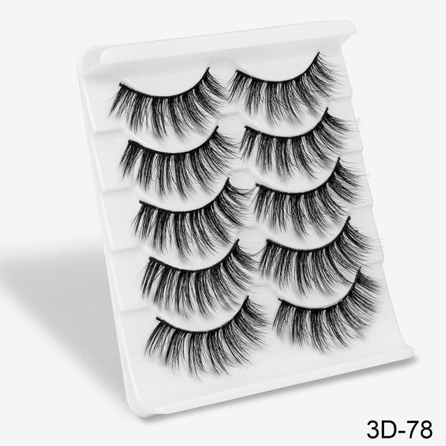 SEXYSHEEP 5Pairs 3D Mink Hair False Eyelashes Natural