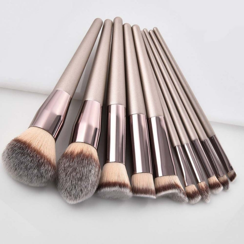 Luxury Champagne Makeup Brushes Set For Foundation