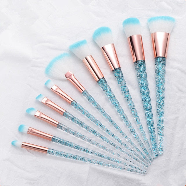 10pcs Unicorn Makeup Brushes Sets Women Beauty Glitter Make Up Brush Tools