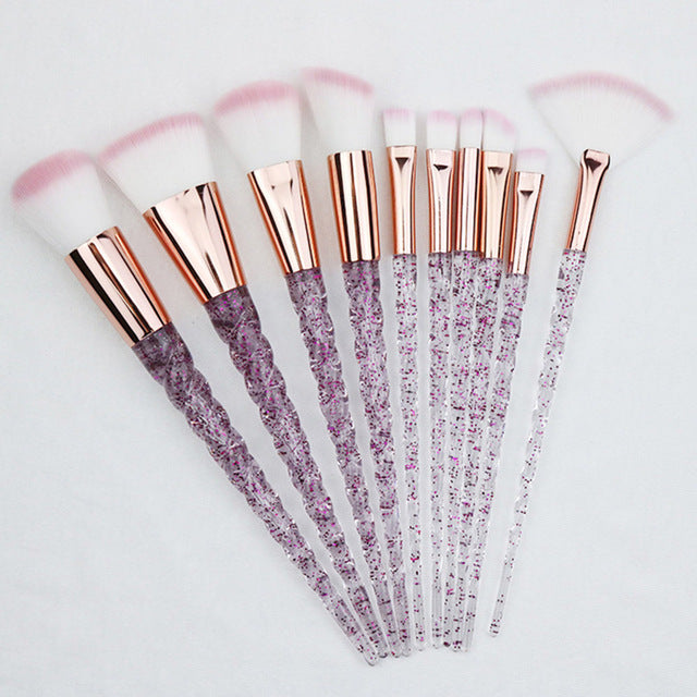 10pcs Unicorn Makeup Brushes Sets Women Beauty Glitter Make Up Brush Tools