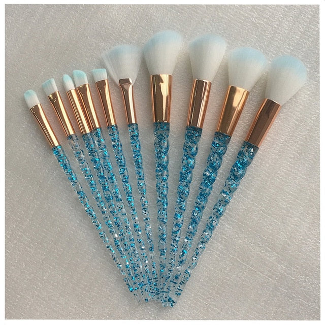 10pcs Unicorn Makeup Brushes Sets Women Beauty Glitter Make Up Brush Tools