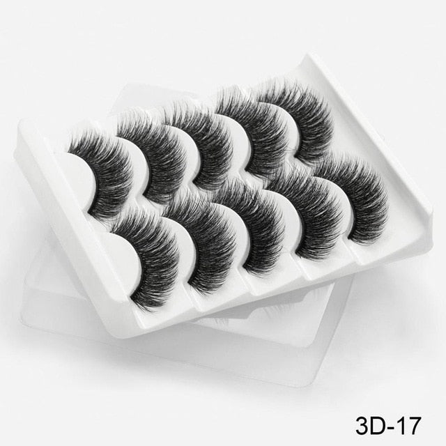 SEXYSHEEP 5Pairs 3D Mink Hair False Eyelashes Natural