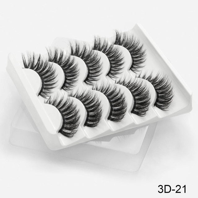SEXYSHEEP 5Pairs 3D Mink Hair False Eyelashes Natural