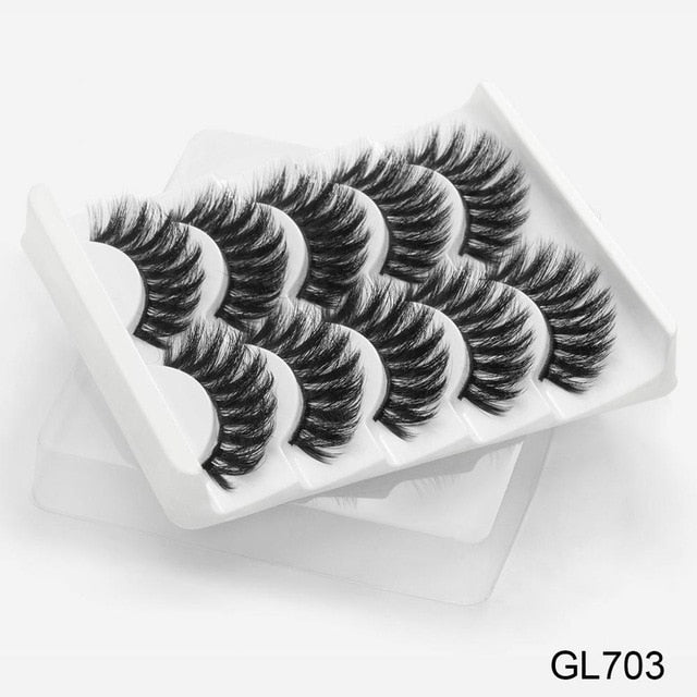 SEXYSHEEP 5Pairs 3D Mink Hair False Eyelashes Natural