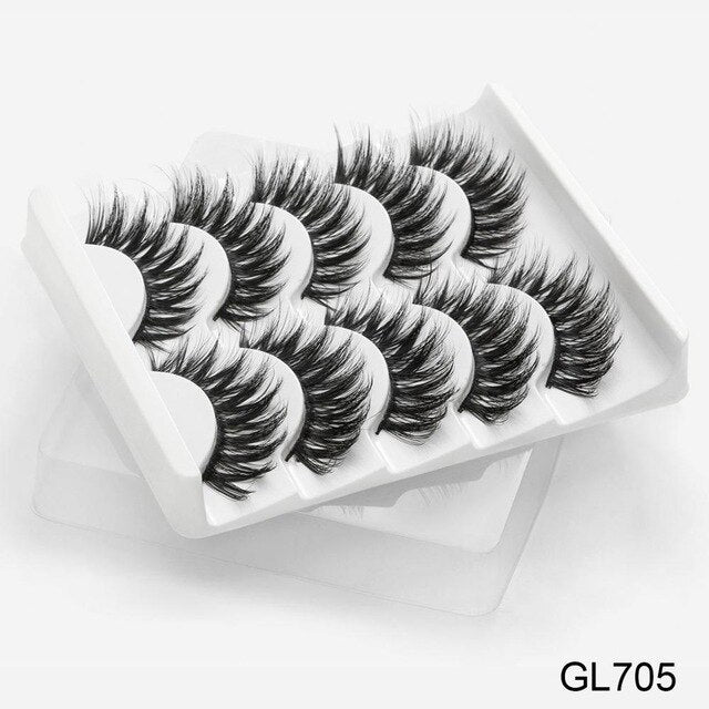 SEXYSHEEP 5Pairs 3D Mink Hair False Eyelashes Natural