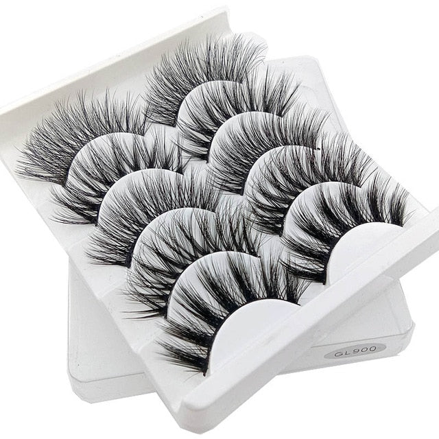 SEXYSHEEP 5Pairs 3D Mink Hair False Eyelashes Natural